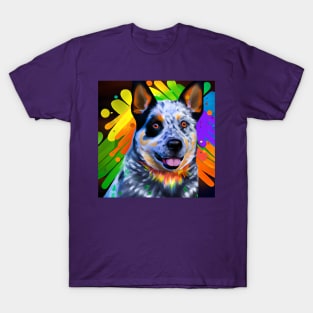 Australian Cattle Dog Rainbow Painting T-Shirt